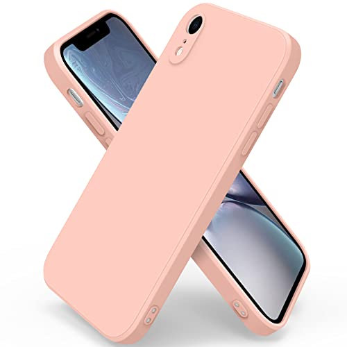 AK Coque iPhone XR, Coque en Liquide Silicone Conçue pour iPhone XR, Étui de Protection Antichoc Ultra Mince avec Doublure Douce en Microfibre Anti-Rayures, 6.1 Pouces (Rose)