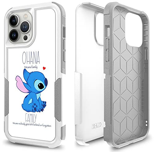 Candykisscase Ohana Means Family Schutzhülle für iPhone 13 Pro, stoßdämpfend, hartes Polycarbonat und inneres Silikon, Hybrid-Hybrid-Schutzhülle für iPhone 13 Pro