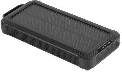 Kruger&Matz Powerbank Solar 10000mAh Lithium Polymer Akku Drahtlose Ladefunktion Eingebaute Taschenlampe