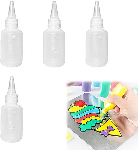 Aidi Small Squeeze Bottles, 4 PCS 50ml Tip Applicator Bottle Mini Sauce Bottles Plastic Squeeze Condiment Dispensing Bottles for DIY Crafts Art Painting Multi Purpose, Clear (AD-CX-50mlSLJYP01-CR04)