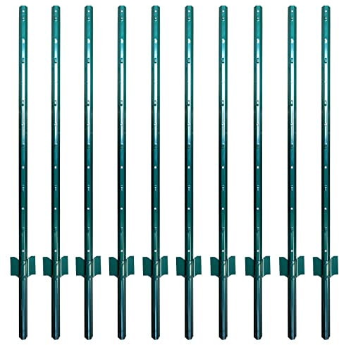 ARIFARO Zaunpfosten 120cm robuste Metallpfosten, Packung mit 10, Kein Graben Garten U-Pfosten für Drahtzaun Stahlpfosten für Hof, Outdoor-Draht