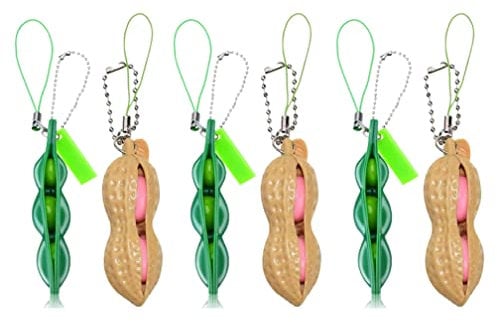 Guoguonb 6 PCS Anti-Stress Entlastende Squeeze Toys Bean Bohne Anhänger Schlüsselanhänger Toys Squeeze Lustige Gadgets Reduziert Angst und Stress für Geschenke