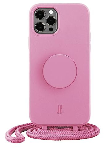 PopSockets x Just Elegance iPhone Hülle - Necklace Case - Handyhülle kompatibel mit iPhone 12 und 12 Pro 6,1 - iPhone Schutzhülle mit Abnehmbarer Kordel und Fingerhalter (Pastel Pink)