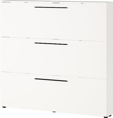 Germania Schuhschrank 2578-84 GW-Utah, in Weiß, mit Platz für 18 Paar Schuhe, geringe Tiefe, ideal für schmale Flure, 140 x 129 x 19 cm (BxHxT)