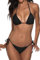 Women's Sexy Halter Two Piece Bikini Set Tie Sides Thong Triangle Brazilian Bikini Swimsuits Low Waisted Strappy Bathing Suit (Black, M)
