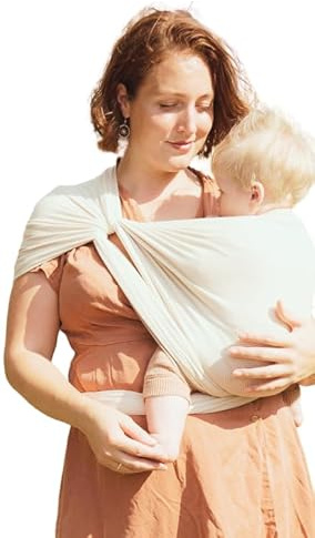 Ayalo Babytragetuch für Neugeborene ab Geburt | Patentiertes Bambus-Netzdesign | Breeze-Effekt | Atmungsaktive Babytrage, perfekt für den Sommer, beige