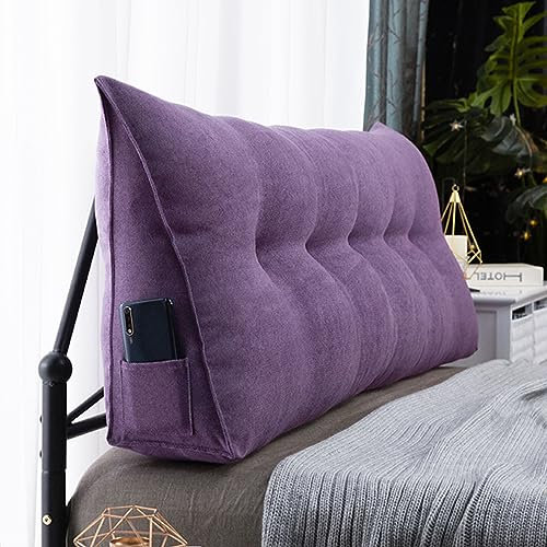 BAGASI Grande Bolster Triangolare Testiera Cuneo Schienale Posizionamento Supporto Letto Resto Lettura Cuscini Testiera Cuneo Cuscini per Letto Giorno Letto a Castello,Viola,150 * 50 * 20cm