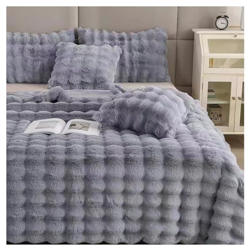 Ergocar Kuscheldecke, Weiche Künstliches Kaninchenfell Decke, Flauschig Sofadecke Doppelgesicht Dicke Decke für Couch, Stuhl und Bett, Dekorative für alle Jahreszeiten