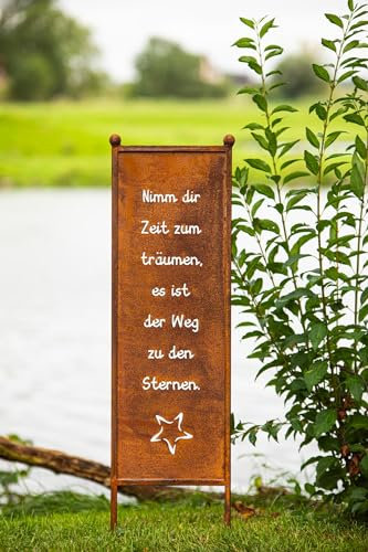 Schild Gartenschild Edelrost Rost zum Einstecken rostige Gartendeko Blumen Blüten Dekoration Beetstecker Gartenstecker (Nimm Dir zeit zum Träumen es ist der Weg zu den Sternen)