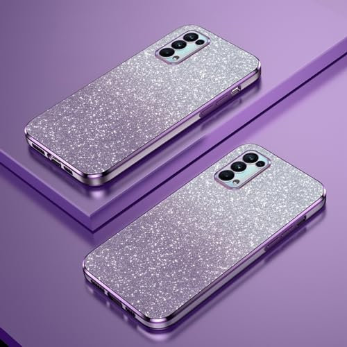 Verlaufsglitzer Elektroplattierte Transparente Hülle Kompatibel mit Oppo Find X3 Lite/Reno5 Case TPU Schlankem StoßFestem Handyhülle