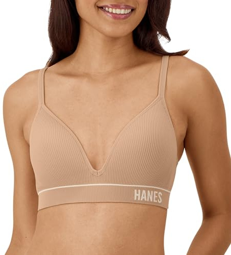 Hanes Women's Originals Contour Wireless, Seamless Rib Bralette, ComfortFlex Fit, Deep Glow