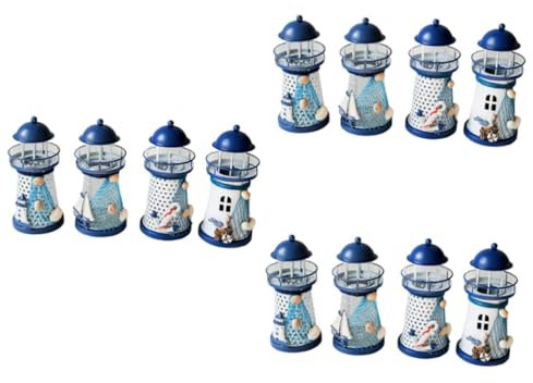 DOITOOL 12 Stk Leuchtturmdekor aus Eisen Tischdekoration Mikro-Landschaftsfigur - Dekoration Küsten Desktop-Eisenverzierung Eisen mediterranes Ornament das Mittelmeer Modell