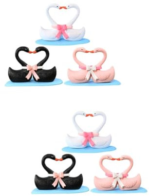 Sosoport 6stücke Teiliges Kunststoff Schwanenornament Dekorative Miniatur Schwäne Für Tisch Und Garten Realistische Formen Schwarz Rosa Und Weiß Für DIY Und Kreative Gestaltung