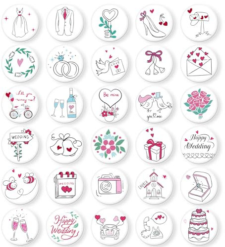 MORCART 30 Stück Hochzeit Magnete für Kühlschrank Magnettafel Rosa Liebe Dekorative für Auto, Whiteboard, Pinnwand, Küche, Tafeln, Büro Kinder und Erwachsene Geschenk