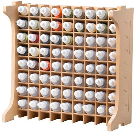 Bucasso Large Capacity Plastic Model Tool Storage Paint Rack - MDF Material, Holds 72 Pieces, Compatible With Vallejo Modular Paint Set for Miniature Craft Paint Storage - GK12
