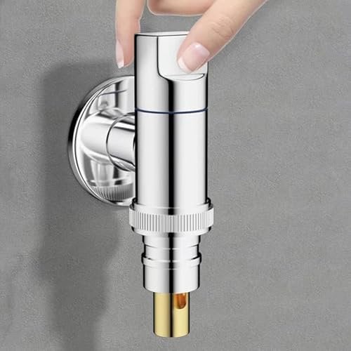 Vanne d'angle de robinet de machine à laver, robinet de machine à laver en laiton avec arrêt d'eau, valve d'angle d'ouverture rapide pour machine à laver, jardin, toilettes, évier (argent)