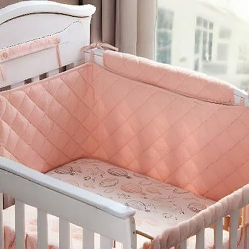 xinwanhong Nestchen Bettumrandung, Atmungsaktiv Bettnestchen Umrandung, Babybett Umrandungen Kopfschutz, Umfassender Schutz, Für Kleinkinder,Rosa,60 * 15cm