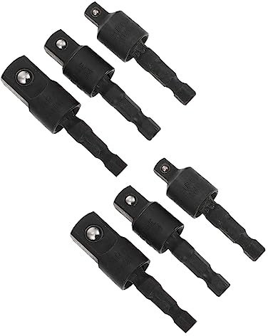 KONTONTY Adapter for Drill 1/4'' 3/8'' 1/2'' Wobble Socket Metal Rotatable Adapter Impact Driver Socket Adapter