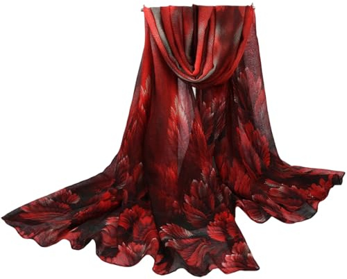 FAIRYGATE Red Scarf Women's Lightweight Scarves Soft Scarfs Neck Long Wrap Oversized for Wedding Party Fashion Shawls and Wraps for Ladies Womens 52028
