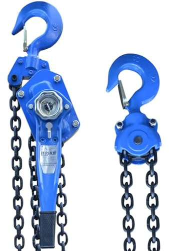 Husar Winch Handkettenzug 1.5T 3M mit robustem Haken, vollständig verzinkte Kette, Tragfähigkeit 1500 kg (3300 lbs), Kettenwinde mit 3 m Kette, Hebezug, Blau
