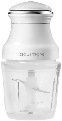 LacusMare Mini Chopper, 600ml Glass Bowl, 4 Durable Stainless Steel Blades, Dishwasher Safe Parts, Anti-Slip Base, 250W Motor, Mini Food Processors & Choppers for Vegetables, Garlic, Onion, Baby Food
