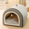 Danchen Hundehütte, 2-in-1 faltbares, großes Hundebett mit Anti-Angstzuständen, weiches, warmes Kissen, rutschfestes Iglu-Bett für Hunde, Welpen, Katzen, Kaninchen, abnehmbare, waschbare Haustierhöhle