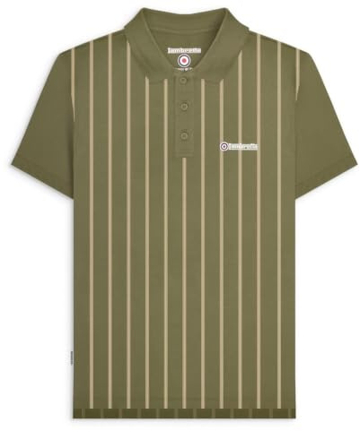 Lambretta Mens Pinstripe Short Sleeve Contrast Collar Polo Shirt - Khaki - 3XL
