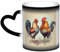FCTVASDM Wärmeempfindliche Tasse mit Farbwechsel, 325 ml, Hahn und Henne, Kaffeetasse, Teetasse, Sternenhimmel, Keramikbecher, lustige Wassertasse, Keramik-Kaffeetassen, Geschenk für Damen und Herren