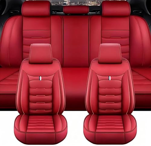 PAPEP Auto Sitzbezüge für Jeep Wrangler TJ 1997-2006, 5 Sitzer Leder Autositzbezüge Sets Sitzschoner Vorne Hinten Wasserdicht Sitzauflage Schonbezug,E/Red