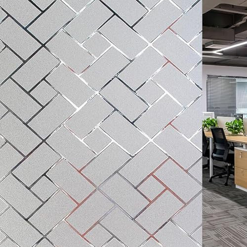 Privacy Film for Glass Windows Frosted 85 x 200 cm Blackout Window Film Privacy, Static Cling Removable Without Glue Or Residue for Home Office, Trellis