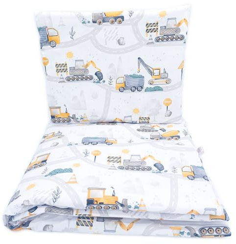 Baby's Comfort Bettwäsche-Set Bettdeckenbezug (100 x 135 cm) + Kissenbezug (40 x 60 cm), gelbe Bagger