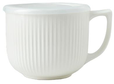 Ausune Soup Bowls with Handles, 900ml Microwave Bowl with Lid, Microwave Soup Mug with lid, Soup Mug with Handles, for Soup containers, Instant Noodle, Porridge, Ramen（White）