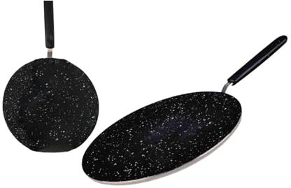 MIXEL Marble Coating Flat Tawa, Non-Stick Tawa, Durable and Versatile Cooking Pan, Scratch-Resistant, Long-Lasting, Ergonomic Handle, Easy to Clean, (30cm)