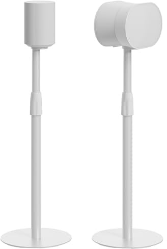 PEGZONE Paire de pieds d'enceintes compatibles avec Sonos Era 100 et Era 300, hauteur réglable de 68,3 à 106,7 cm, gestion des câbles, capacité de 5 kg, blanc