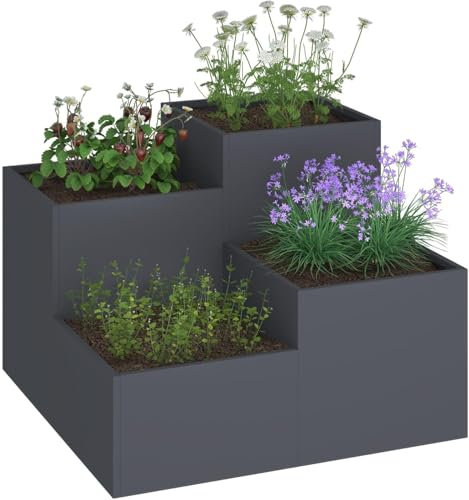 100 x 100 x 60 cm, fioriera quadrata in plastica sintetica per interni ed esterni, con 1 fioriera, facile da montare, per balcone