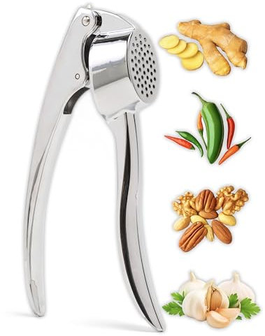 IPEA Presse-ail en Acier Inoxydable pour Ail, Gingembre, Piment - Super Solide - Design Élégant - Presse Ail Professionnel de Cuisine pour Presser Noix et Aliments - Simple Nettoyer