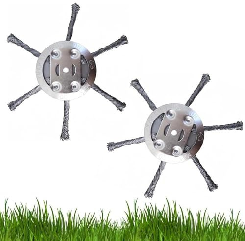 2 Stücke Unkrautbürste Freischneider,5mm Bohrung Rasentrimmer Kopf aus Stahldraht,Wildkrautbürste für Motorsense,Unkrautbürste für Rasentrimmer,Profi Unkrautbürste für Freischneider