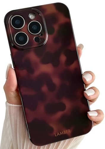 TQLGY for iPhone 15 Pro Max Case, Cute Tortoise Shell Leopard Brown Amber Phone Case Soft TPU Slim Shockproof Protective Cover