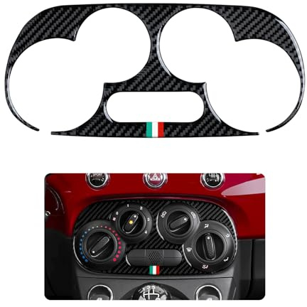 Auto Comandi climatizzatore adesivo Cover in fibra di carbonio Trim compatibile con Fiat 500/500C (2007-2024)/500e (2009-2019) Abarth 500/500C (2008-2015)/595/595C (2014-2024)/695/695C Accessori (A)