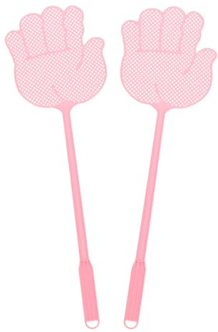 QUARKZMAN 2 Stück Fliegenklatsche 6x5.7 Kunststoff Manuell Hochwertig Langer Griff Fliegenklatsche Für Haus Innen Außen Pink