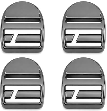 Dooaqiin Pack of 4 Black Metal Ladder Lock Buckles, 25mm Inner Diameter Backpack Replacement Buckles, Heavy-Duty Webbing Adjuster Clips for Rucksack, Luggage Straps & Seat Belts