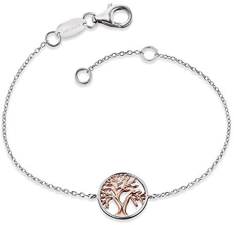 Engelsrufer Damen Armband aus Sterling Silber und Lebensbaum Anhänger roségold - Karabinerverschluss - in zwei Längen verstellbar - nickelfrei