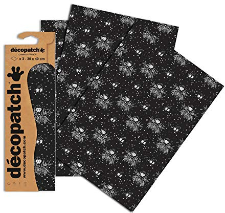 Décopatch Black/White Tattoo Paper, 30x40cm (Pack of 3 sheets)