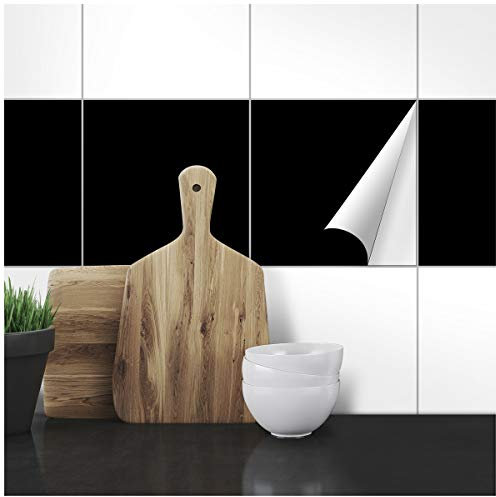 Wandkings Fliesenaufkleber - Wähle eine Farbe & Größe - Schwarz Seidenmatt - 30 x 30 cm - 20 Stück für Fliesen in Küche, Bad & mehr