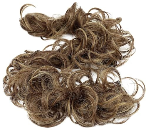 CAISHA XXL Haarteil Haargummi Hochsteckfrisuren Voluminös Gelockt Unordentlich Dutt Braun Blond Mix HW36