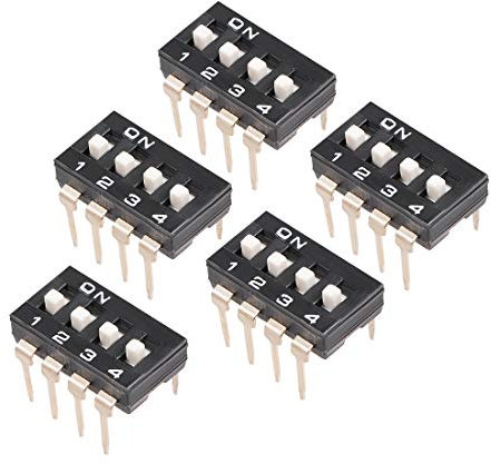 sourcing map 5 Pcs Black DIP Switch 1 2 3 4 Positions 2.54mm Pitch for Circuit Breadboards PCB