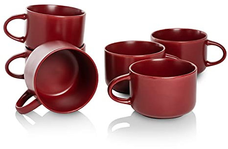 10 Strawberry Street Wazee Matte 4.75/22 oz Oversized Mug, Set of 6, Red