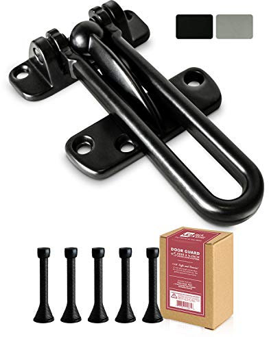 Jack N’ Drill Swing Bar Door Lock Durable Door Guard for Back and Front Doors, Childproof Door Security Made from Reinforced Diecast Metal for Home Security and Peace of Mind w/ x5 Free Door Stopper