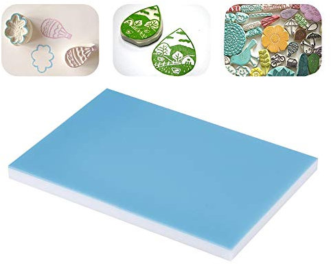 Rubber Stamp Carving Blocks, Soft Printing Carving Colored Rubber Block for DIY Stamps Making Hobbies Crafts Beginners and Professional(Blue White)