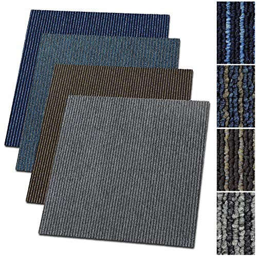 casa pura Dalle Moquette Sol - Revêtement Intérieur | Dalles de Moquette Acoustique | Pour Bureau & Maison | Tapis 50x50cm | Bleu-Gris / 24 Pièces - 6m²